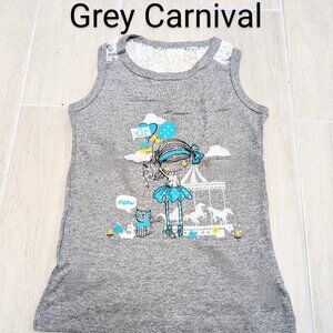 Girls Printed Cute Ribbed Cotton Blend Tank Top With Netted Back ,Soft and comfy